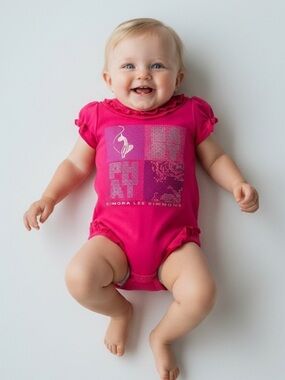 Baby Phat Vintage Fuchsia Ruffle Bodysuit Graphic 3-6 Months